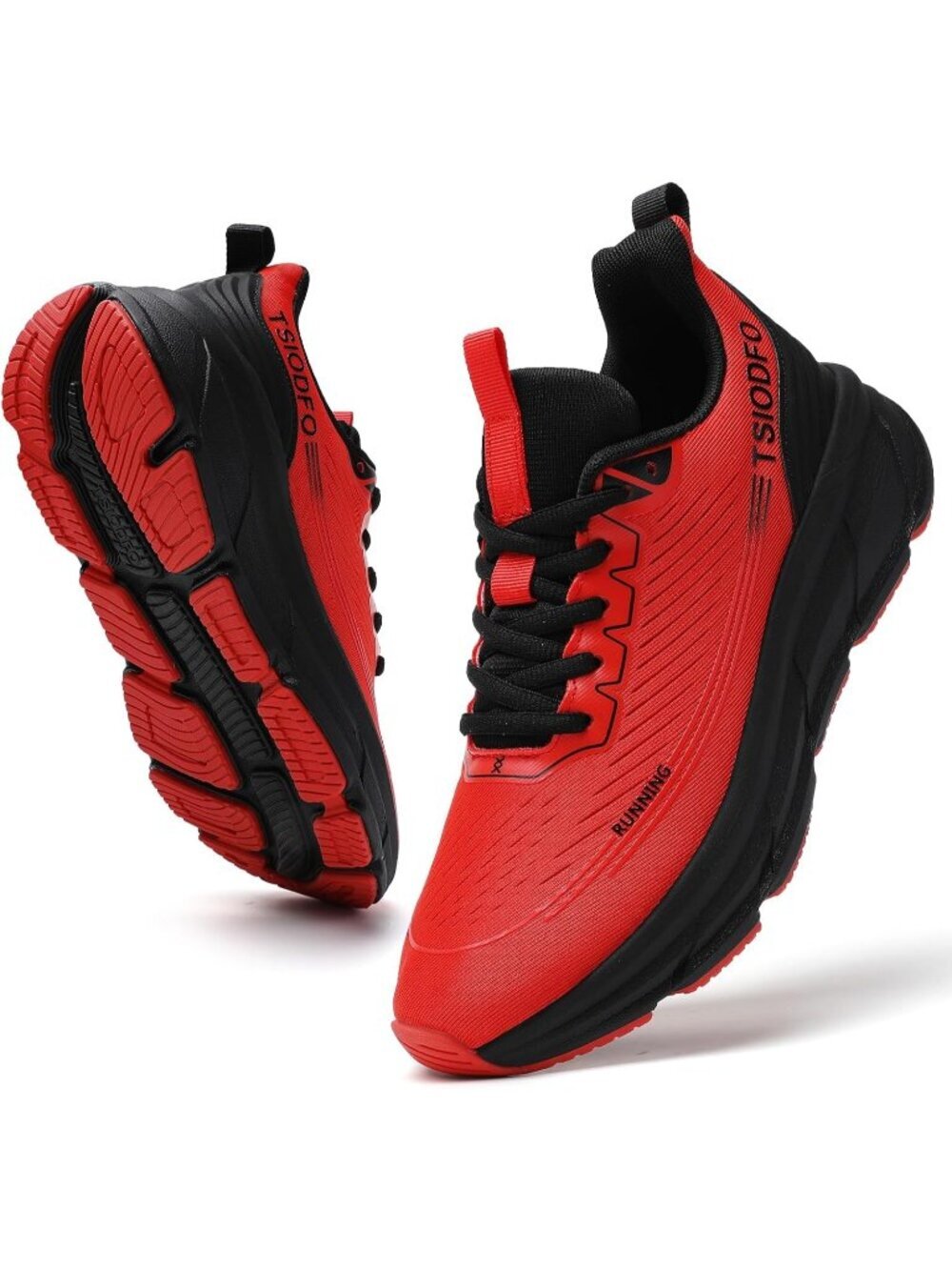 Women's Red Running Shoes Lace-Up Tennis Workout Walking Shoes